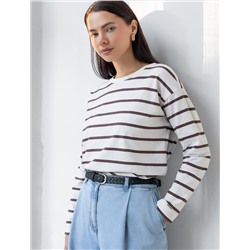 Лонгслив в полоску из премиального хлопка с эластаном