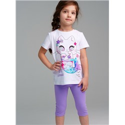 Комплект трикотажный для девочек: брюки (легинсы укороченные), фуфайка (футболка)