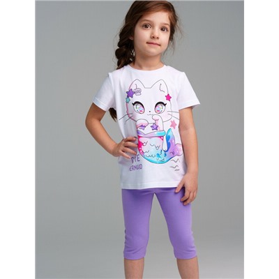 Комплект трикотажный для девочек: брюки (легинсы укороченные), фуфайка (футболка)