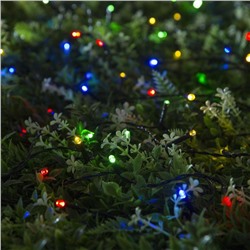 Гирлянда «Нить», 10 м, IP44, 100 LED, 2 режима, солнечная батарея, тёмная нить, свечение мульти