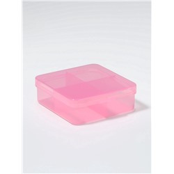 Таблетница, 6.5×6.5×2.5 см, 4 секции, цвет розовый