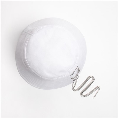 Панама женская MINAKU с цепочкой, белая, размер 56-58