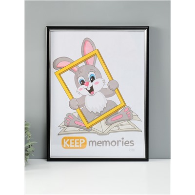 Фоторамка для фото 30×40 см Keep memories «Гамма», пластик, чёрный с серебром, (пластиковый экран)