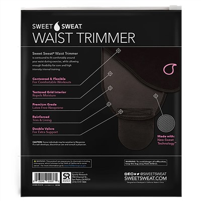 Sports Research, Sweet Sweat, пояс для похудения, средний, черного и розового цвета, 1 шт.