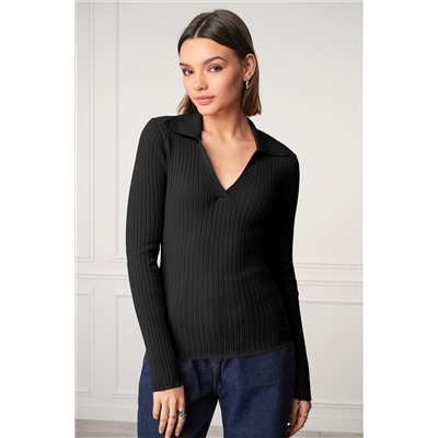 Женский джемпер лапша с воротником поло Happyfox