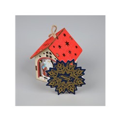 Ёлочная игрушка «Домик с Дедом Морозом», 8×7×6 см, 1 LED, от батареек, свечение тёплое белое