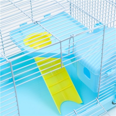 Клетка для грызунов «Пижон», 47×30×27 см, с наполнением, пластик, металл, голубая