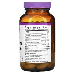 Bluebonnet Nutrition, кальций, магний, цинк, 120 мягких желатиновых капсул