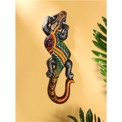 Панно «Геккон цветная абстракция», 30 см, дерево, МИКС