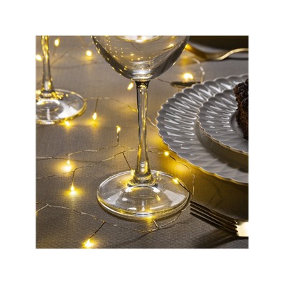 Гирлянда «Мишура» 5 м роса, IP20, серебристая нить, 100 LED, свечение тёплое белое, 12 В