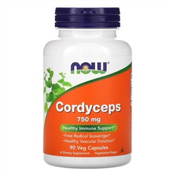 Now Foods, кордицепс, 750 мг, 90 вегетарианских капсул