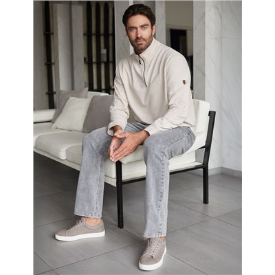 Свитшот с воротом стойкой на молнии из эластичного футера двухнитки