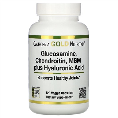 California Gold Nutrition, Глюкозамин, хондроитин и МСМ с гиалуроновой кислотой, 120 растительных капсул