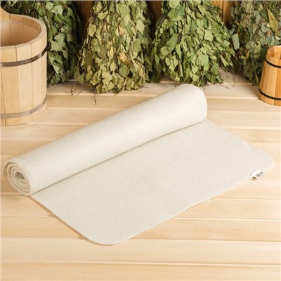 Коврик - лежак для бани и сауны, 200×60 см, полиэфир, шерсть, светлый