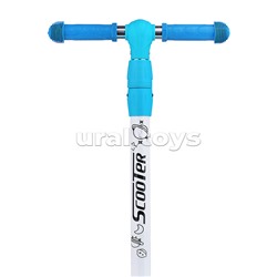 Самокат 3-х кол., синий, светящиеся колёса, PU, ABEC 7, в коробке