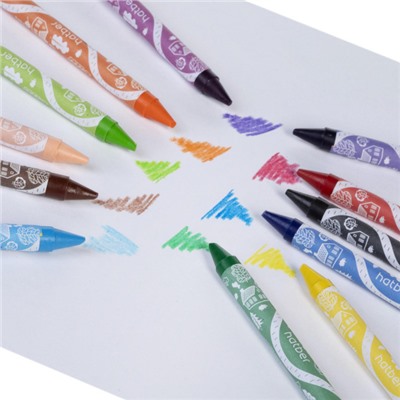 Мелки восковые 12цв "Art Time" корпус 9мм (090286) Хатбер