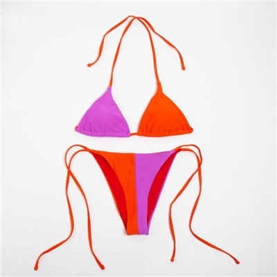 Купальник раздельный на завязках женский MINAKU, оранж, сиренев, размер 42