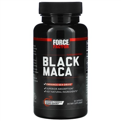 Force Factor, черная мака,1000 мг, 60 капсул