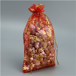 Мешочек подарочный органза «Новогодние игрушки», 16×24 см ± 1.5 см
