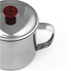 Кружка «Вестерн», 320 мл, d=9 см, с крышкой, нержавеющая сталь, хромированная