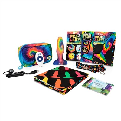 Разноцветная анальная пробка с эффектом римминга Peace   Love Tie-Dye - 15,2 см.