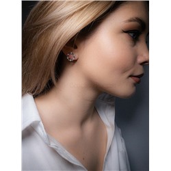 Серьги-пусеты из серебра с фианитами родированные 925 пробы С-3900р00