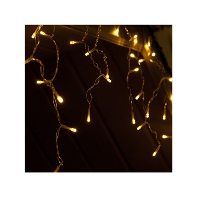 Гирлянда «Бахрома», 3×0.6 м, уличная, IP44, 114 LED, 8 режимов, солнечная батарея, прозрачная нить, свечение тёплое белое