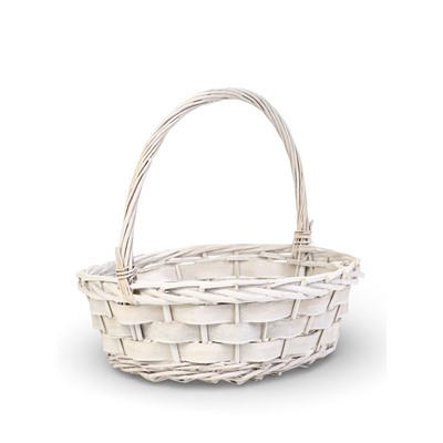 Корзина плетёная для хранения Alba, с ручкой, белая, набор 2 шт.