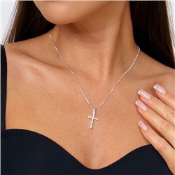 Кулон на цепочке  крест, покрытие: серебрение, вставка: фианиты, № 15-30, арт.001.361