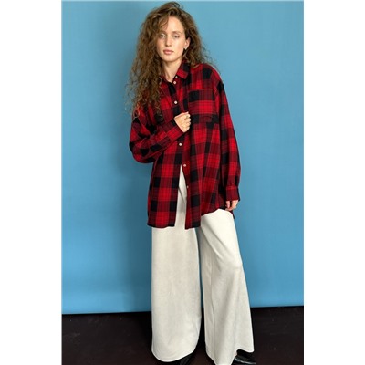 Рубашка женская  HUG077/08/Красный, черный