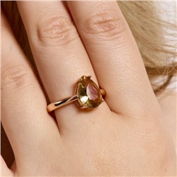 Кольцо 17 р ювелирная бижутерия коллекция "Дубай", покрытие позолота, вставка: фианиты, цвет: бежевый, арт.414.105-17