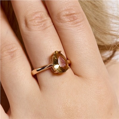 Кольцо 20 р ювелирная бижутерия коллекция "Дубай", покрытие позолота, вставка: фианиты, цвет: бежевый, арт.414.105-20