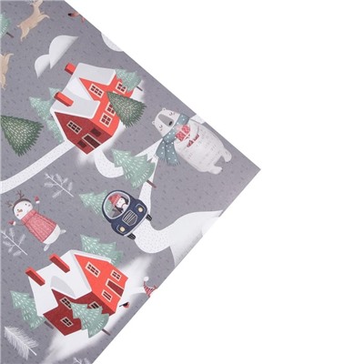 Упаковочная бумага на новый год крафтовая «Зимние забавы», 70×100 см