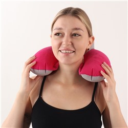 Подушка надувная для шеи, с подголовником, в чехле, 43×28 см, МИКС