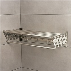 Полка выдвижная с держателем полотенец, 4 крючка 14.5×12(35)×58.5 см