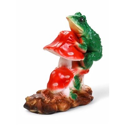 Садовая фигура из гипса «Лягушка на мухоморе» малая, 27 см