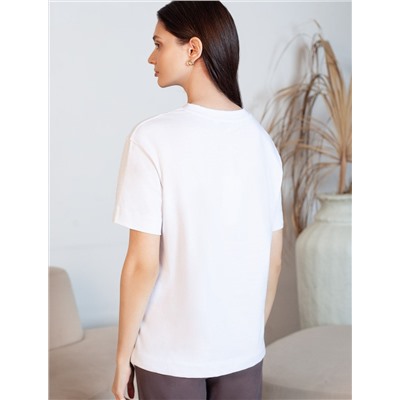 Футболка с принтом свободная из премиального 100% хлопка