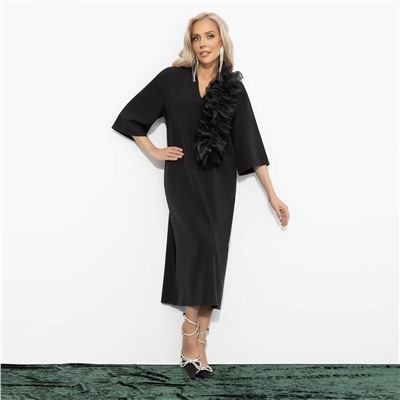 Платье с разрезом, Сияние глянца (чёрное)