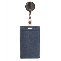 Бейдж с лентой на рулетке вертикальный, цвет серый