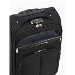 Чемодан на колёсах Royalbag маленький 46 л (S), на молнии, с увеличением, кодовый замок, 4 колеса, чёрный