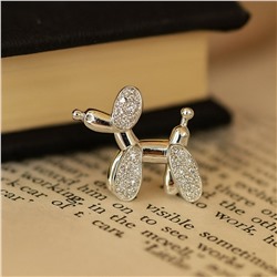 Кулон собачка, покрытие: посеребрение, вставка: цирконы, арт.007.076