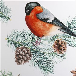 Круглая подарочная коробка «Снегири», 14×16 см, Новый год