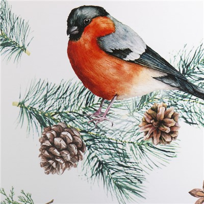 Круглая подарочная коробка «Снегири», 14×16 см, Новый год