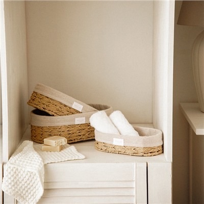 Корзины для хранения SL Home, плетёные, ручной работы, 3 шт., 26×16×7 см, 28×20×10 см, 34×24×11 см