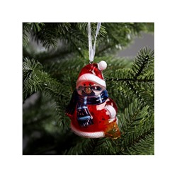 Ёлочная игрушка «Снеговик», 8 см, от батареек, свечение мульти (RGB)