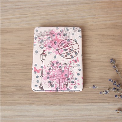 Зеркало карманное 6х8 см / 1613-3 /уп 12/288/кожзам,стразы