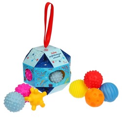 Подарочный набор развивающих мячиков «Ёлочный шар», с пищалкой, 7 шт., Крошка Я