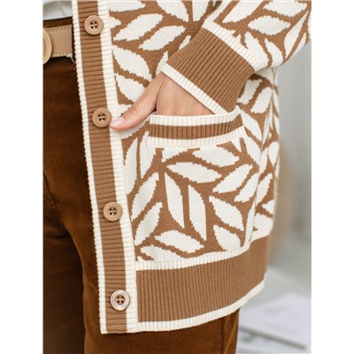 Кардиган жаккардовой вязки с кашемиром