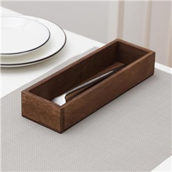 Лоток деревянный для подачи столовых приборов Доляна, 25×8×4 см, коричневый