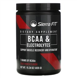 Sierra Fit, аминокислоты с разветвленными цепями (BCAA) и электролиты, 7 г BCAA, со вкусом фруктового пунша, 435 г (15,34 унции)